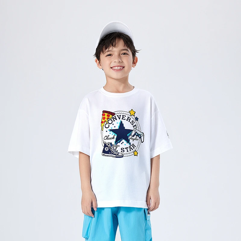 Converse匡威男童联名童装短袖速干T恤衫夏季中大童透气半袖上衣