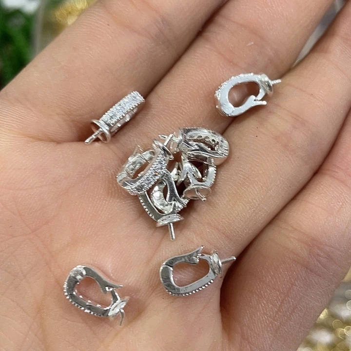 玛瑙/玉髓合金珠宝半成品5个银色万能粘扣