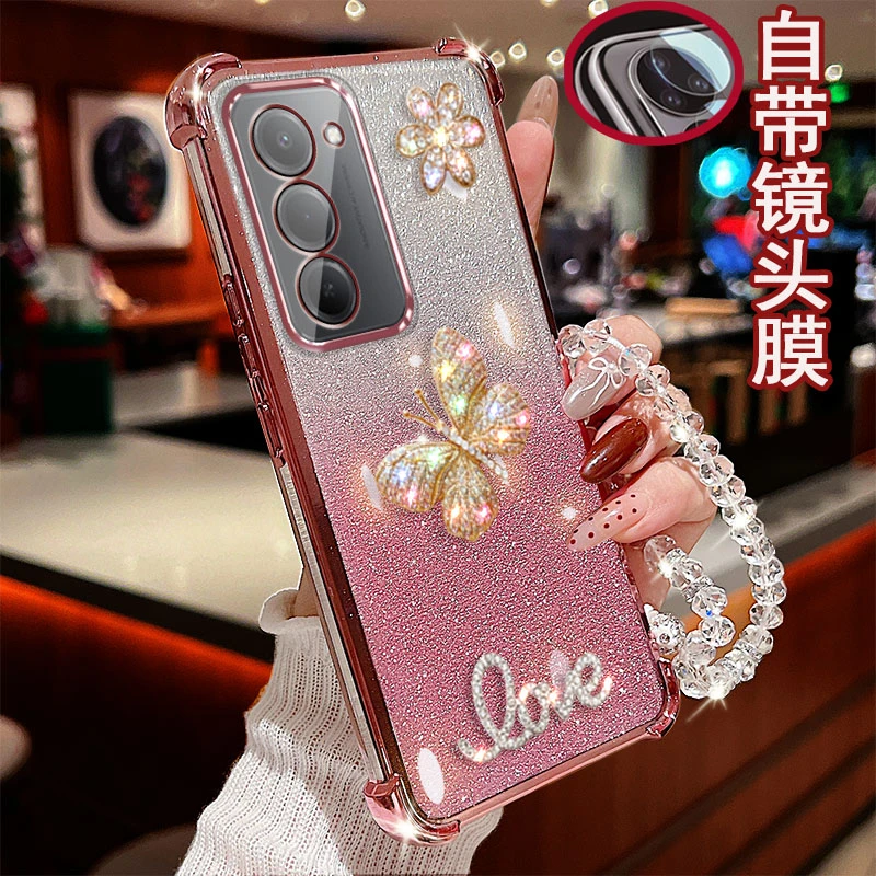 适用于红米note15R手机壳镜头全包边镶钻蝴蝶气囊防摔保护套女款