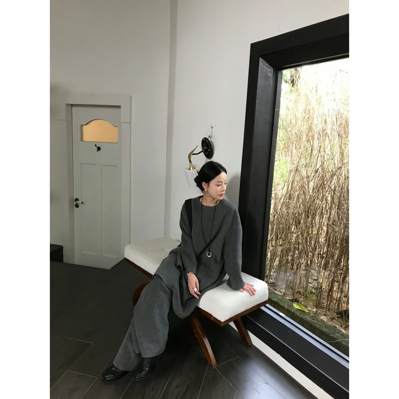ZHONG HE· 滕捣捣 25冬新柔软羊毛混纺时髦百搭廓形毛呢休闲裤女