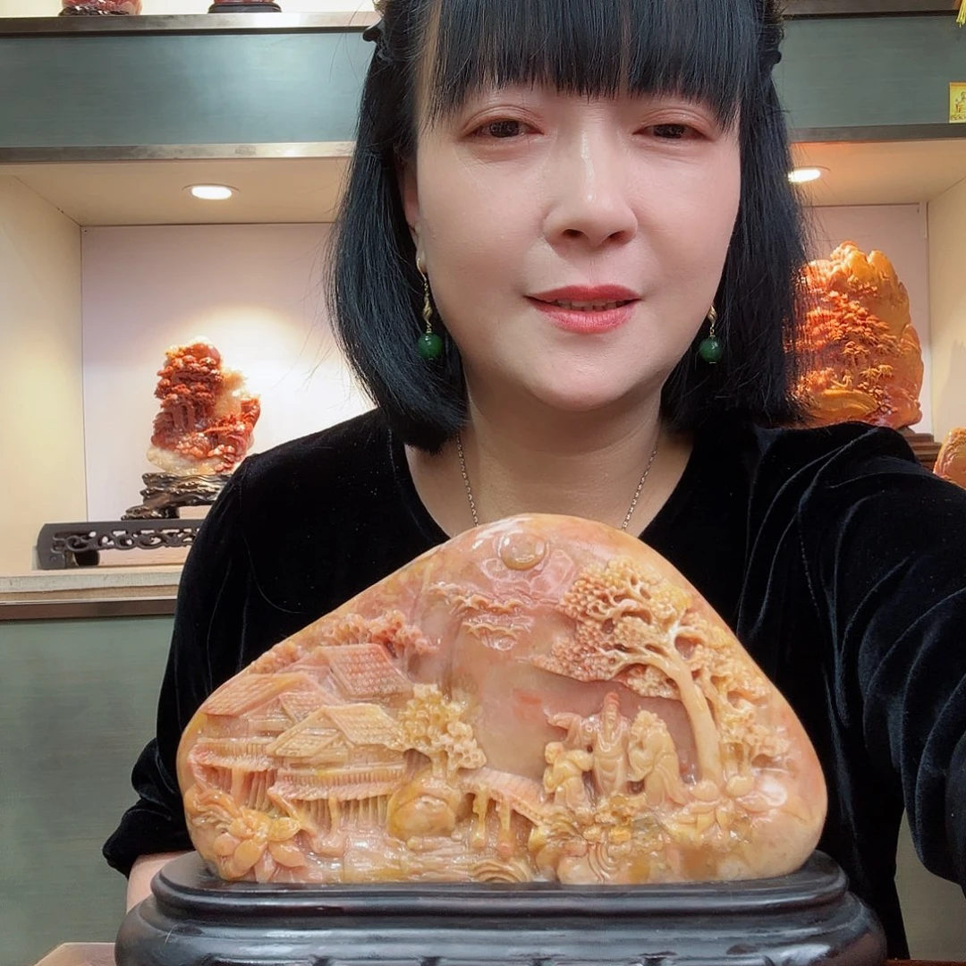 寿山石紫*昌化田黄摆件