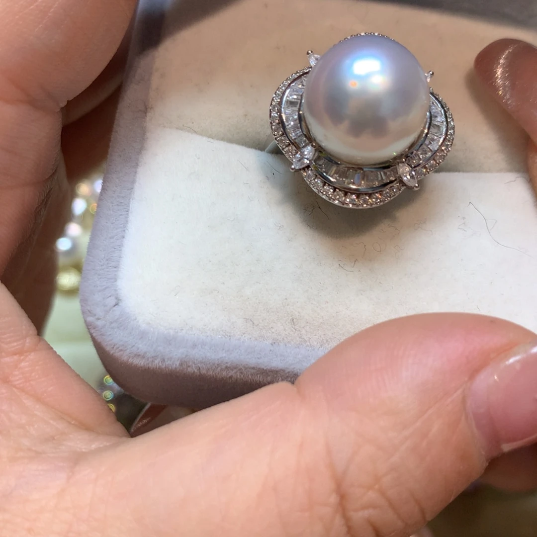 海水珍珠戒指银S925镶嵌
