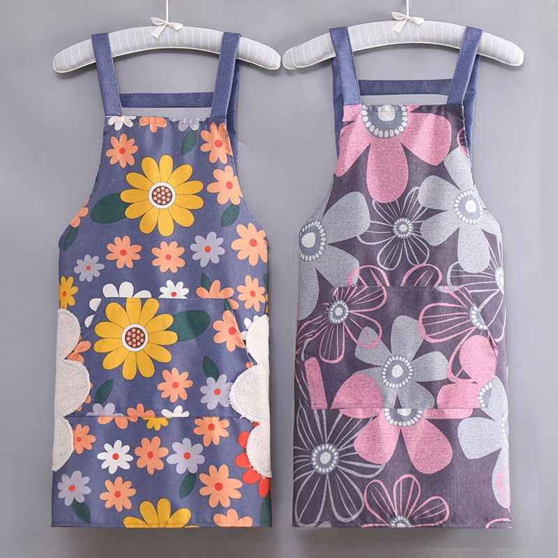帆布围裙时尚家用做饭厨房围腰清新耐磨耐脏防水男女洋气工作装XF