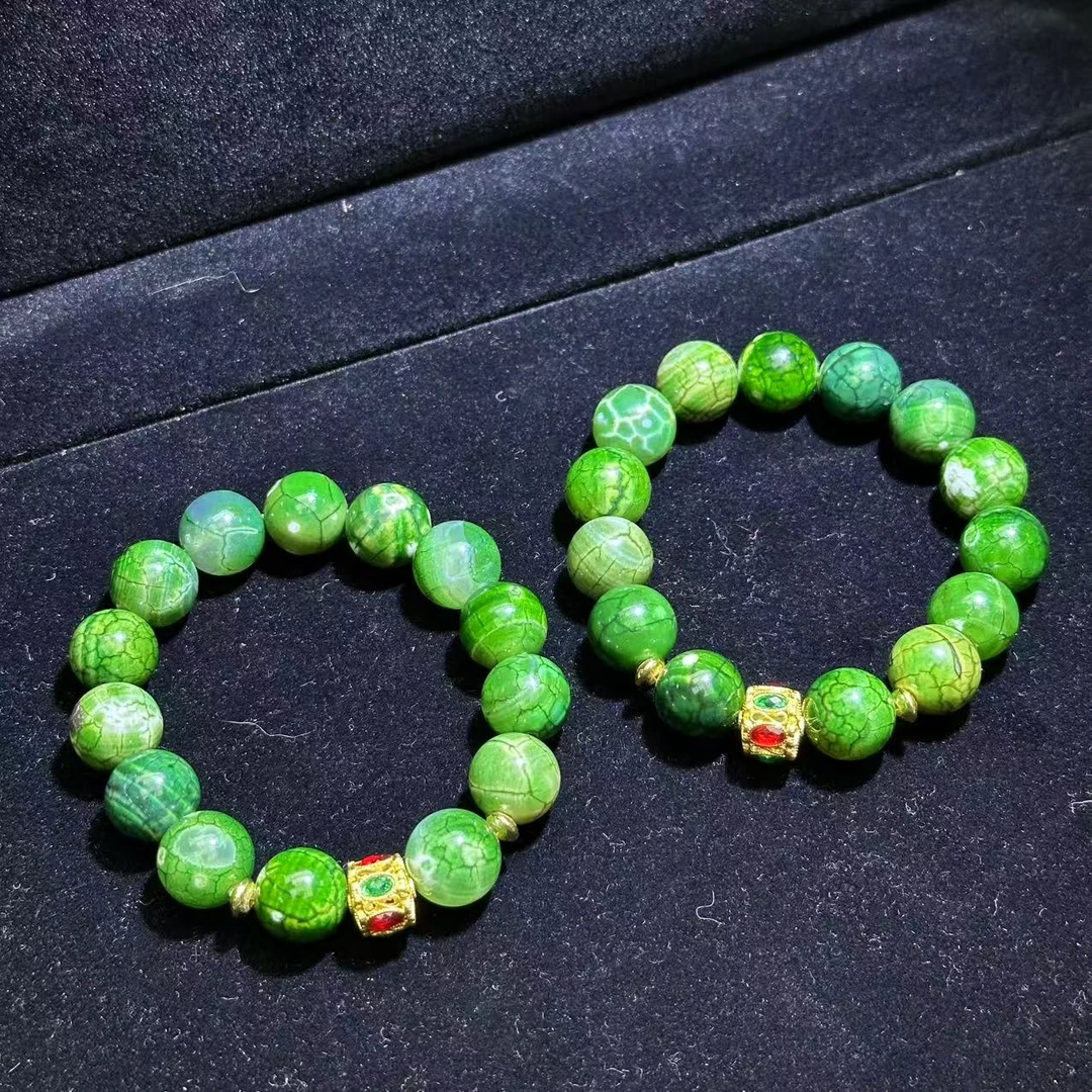 S8024【福嘟嘟珠宝】千草灵碧健妄石玛瑙绿手串-多样性只发一件