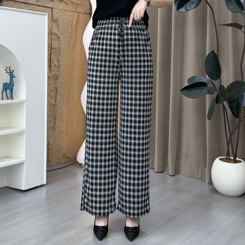 爆款新款洋气时尚千鸟格韩版流行薄款夏季休闲直筒裤118