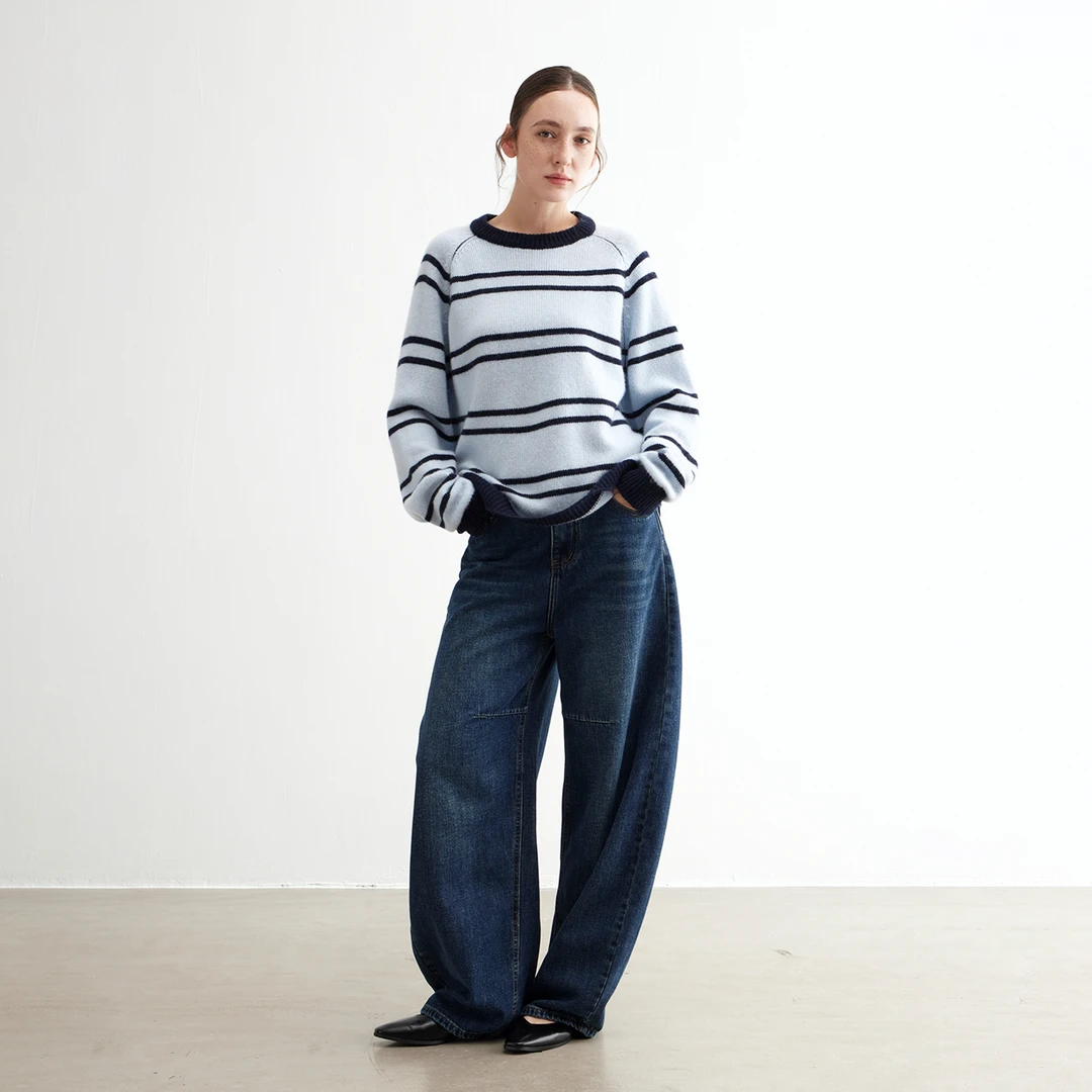 NOEND 2024冬季新款针织衫套头毛衣女洋气随性宽松打底衫圆领