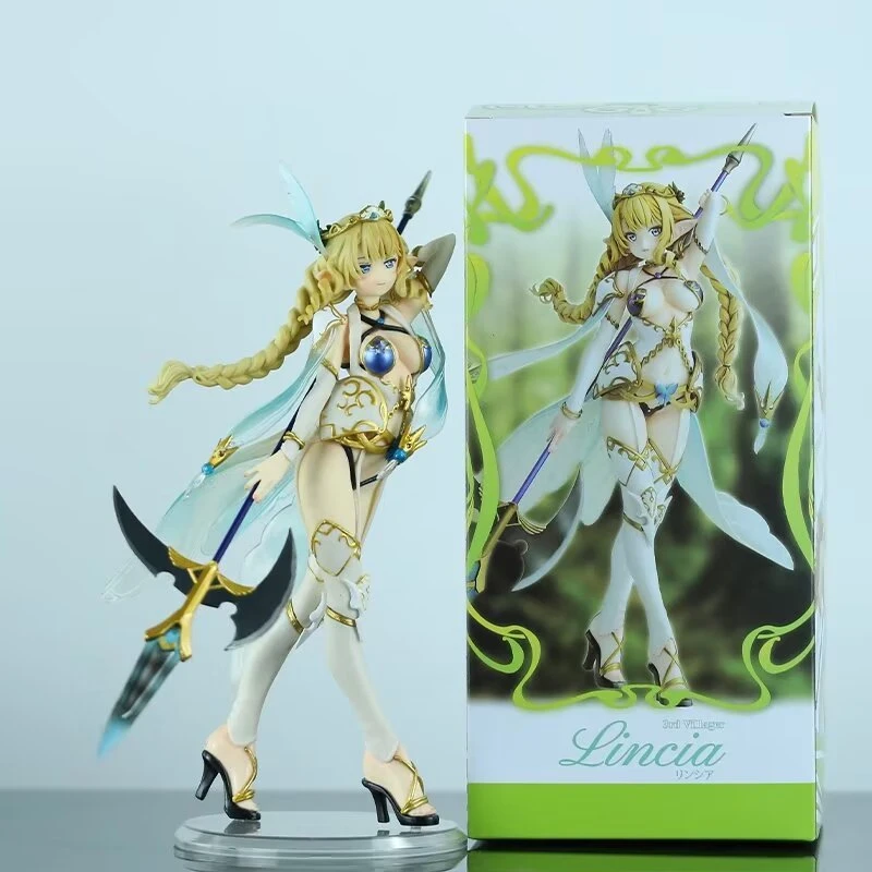 动漫美少女精灵村少女第三村人琳西亚长戟盒装公仔手办摆件雕像