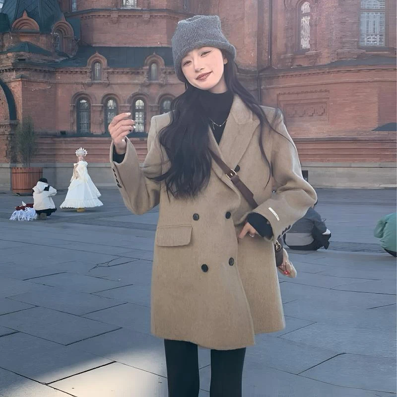 短款西装呢子大衣女2025新款高级感小个子韩系女士毛呢外套秋冬款