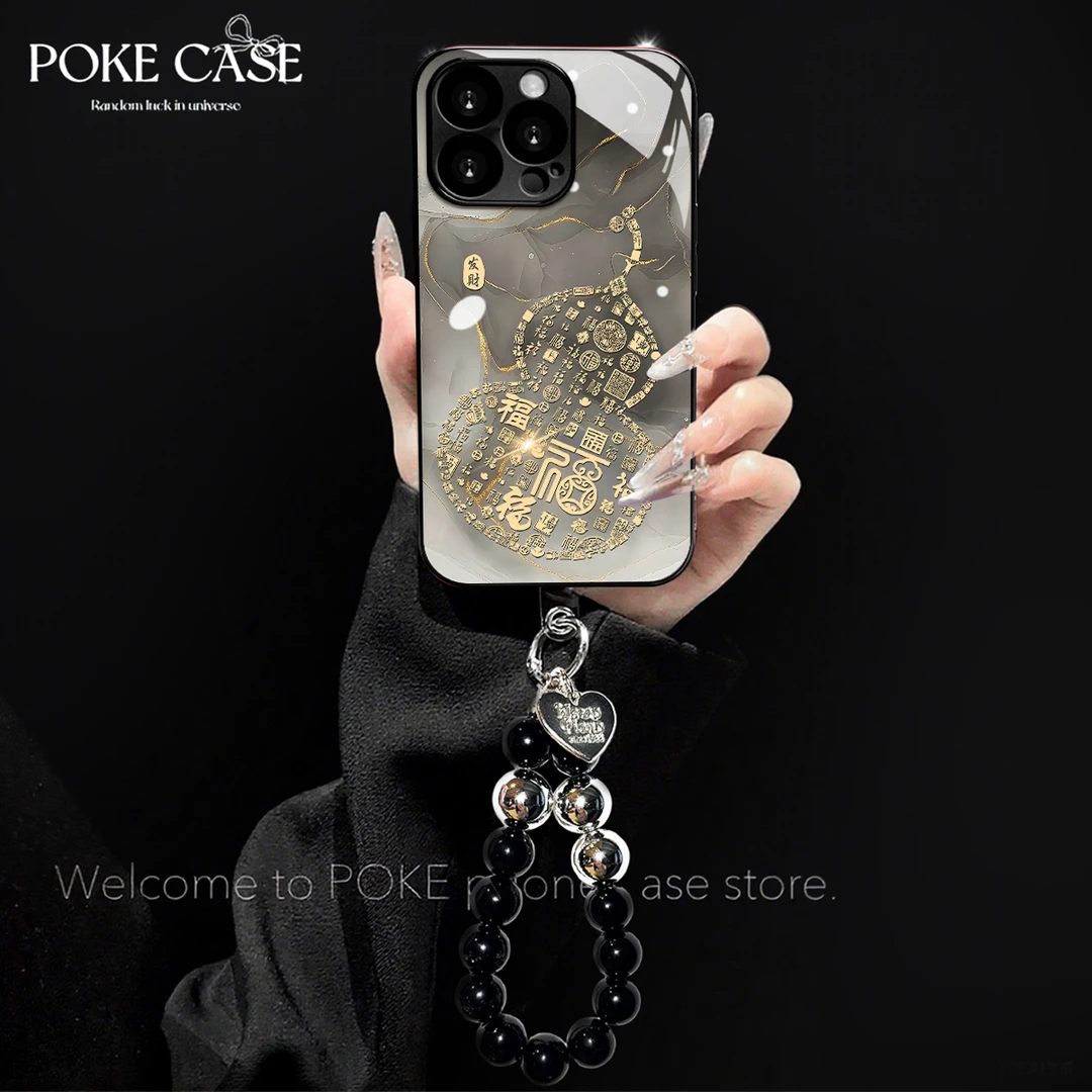 高级电镀玻璃百福葫芦适用苹果oppo华为vivo小米手链手机壳