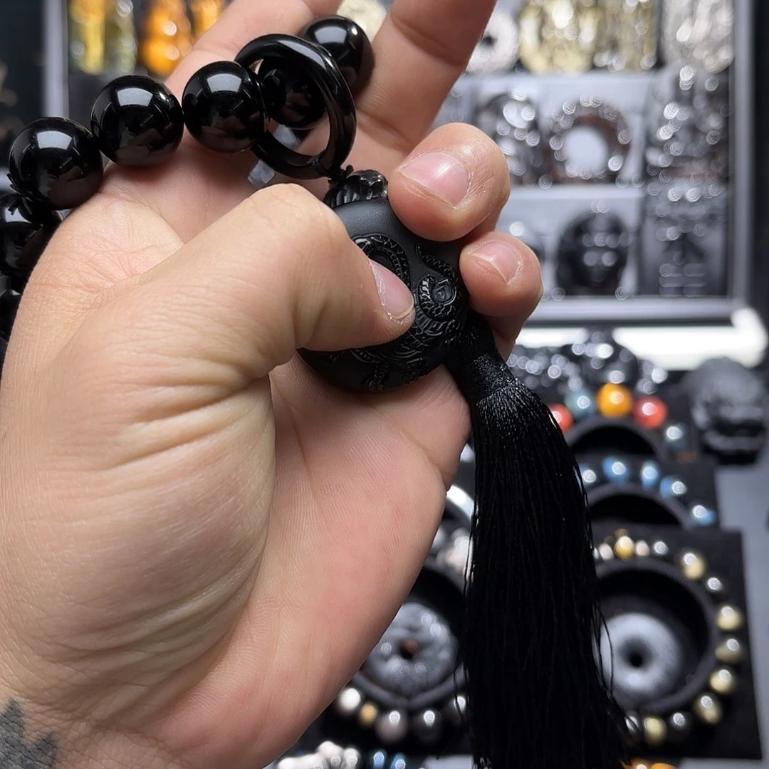 润***岫黑曜岩未镶嵌手链