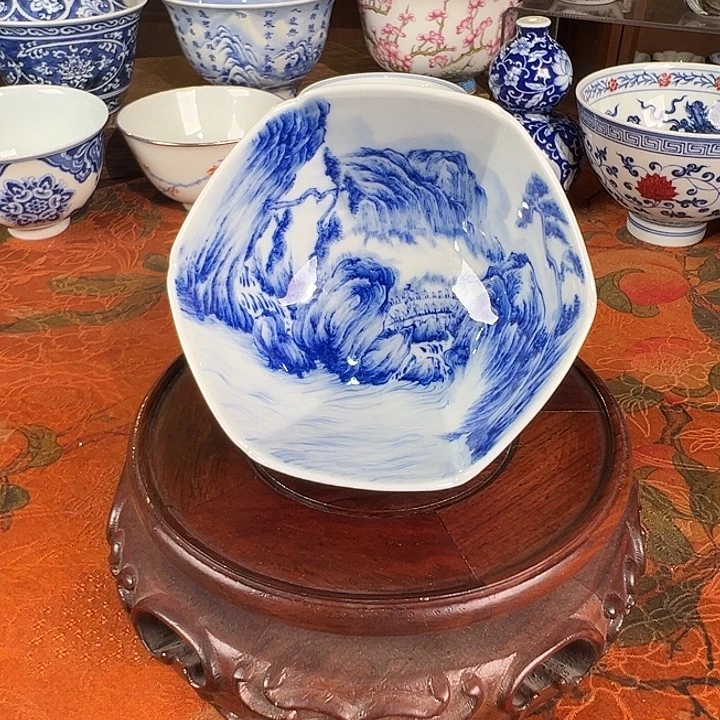 杯子陶青樵轩山水六方杯