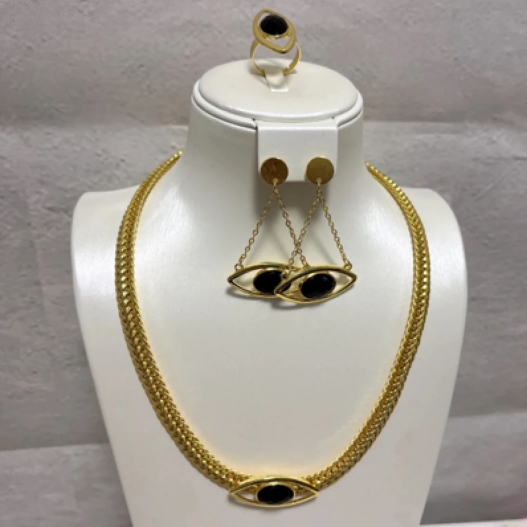 钛钢项链 钛钢TJ082 钛钢首饰 项链耳环戒指三件套