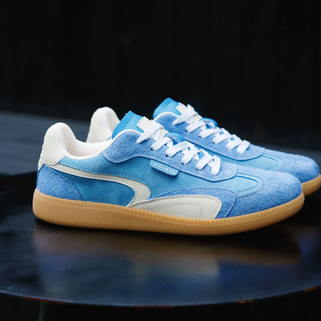 天蓝色德训鞋男女秋季新款复古小众拼接软底板鞋休闲潮流运动鞋