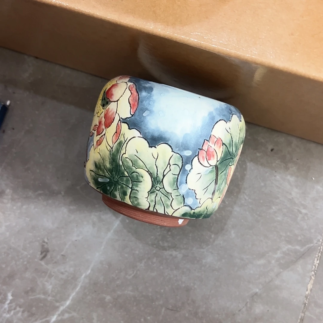 秘***蹄手绘陶瓷花盆美盆