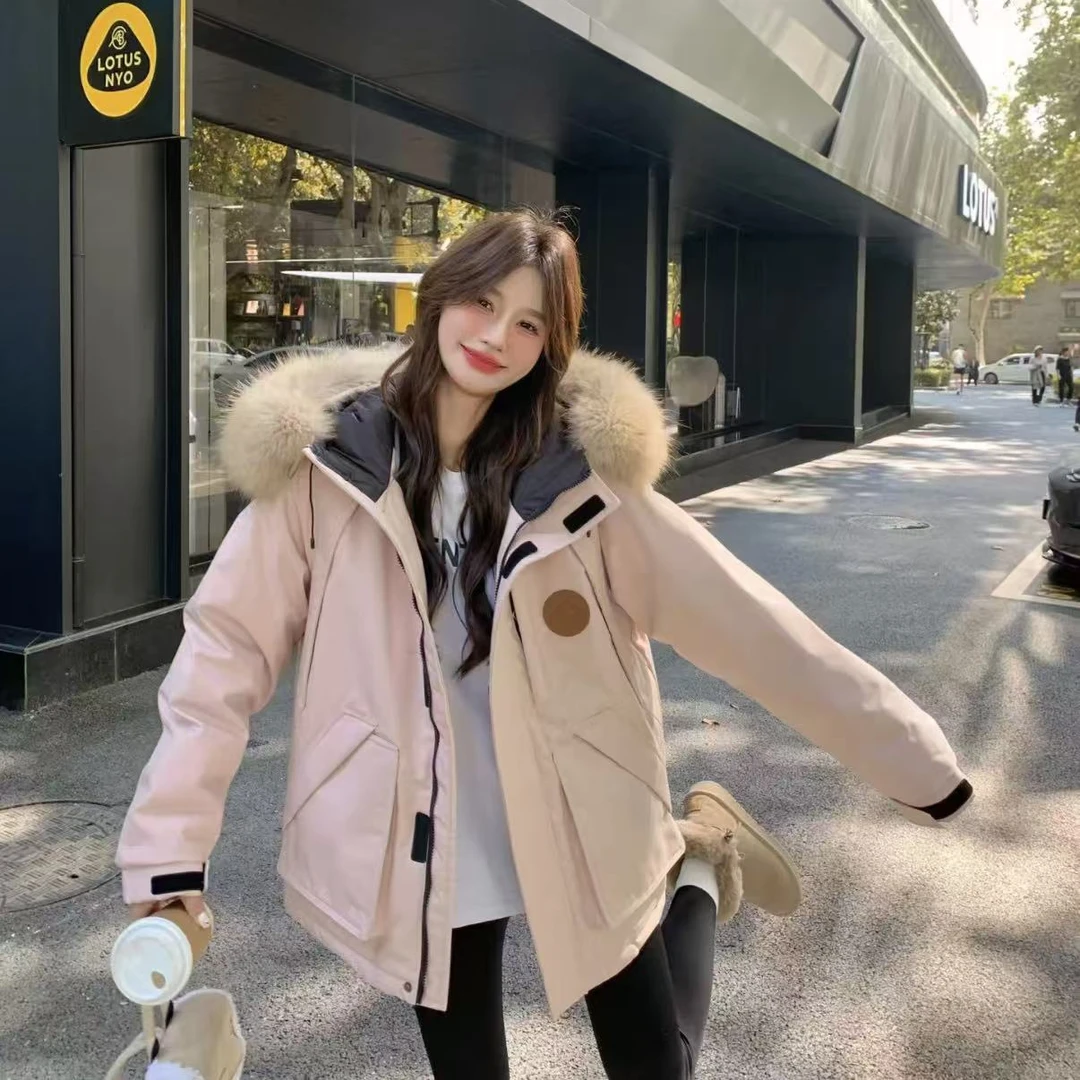 2024新款大毛领情侣款加厚工装派克羽绒服8849