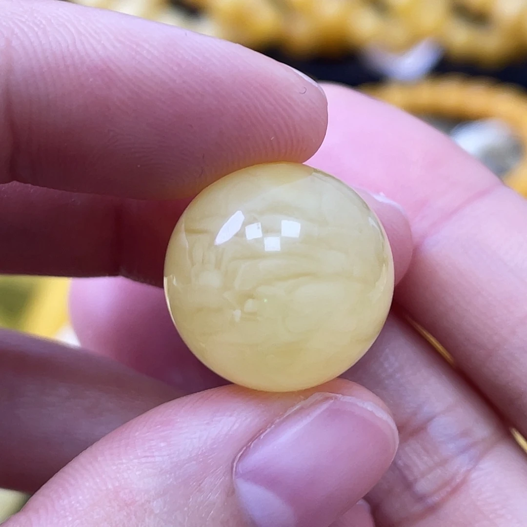 蜜蜡未镶嵌珠宝奇石17.3mm白花蜜 瑕福利