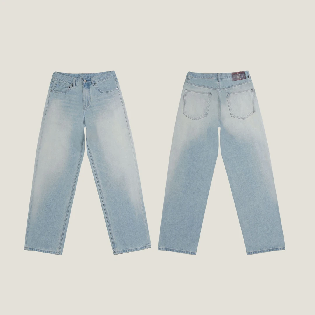 【张茂studio】夏季新款净版蓝色宽松休闲直筒裤百搭时尚男士牛仔裤