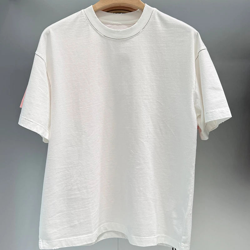 轻奢纯棉白色休闲圆领T恤时尚圆领夏季纯色半袖潮流百搭修身短袖