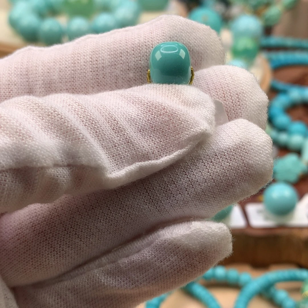 绿松石未镶嵌珠宝奇石秦古雨点松老型10.2*8.8mm