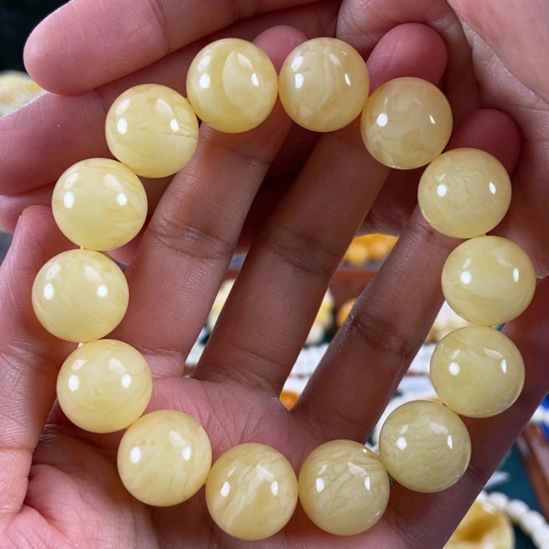 琥珀未镶嵌珠宝奇石16同料圆珠33