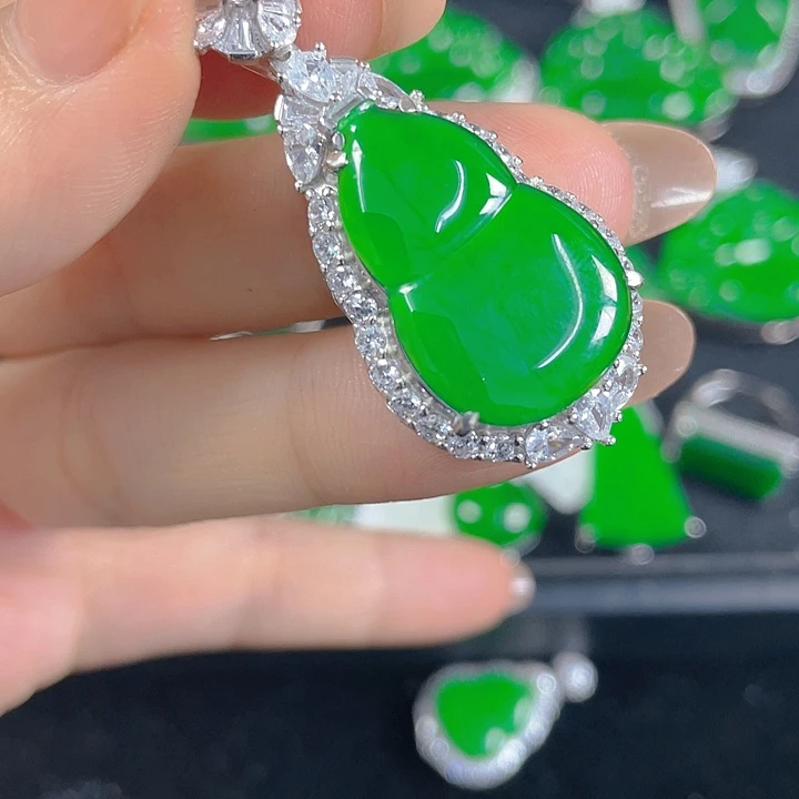 翡翠银S925镶嵌吊坠(不含链)