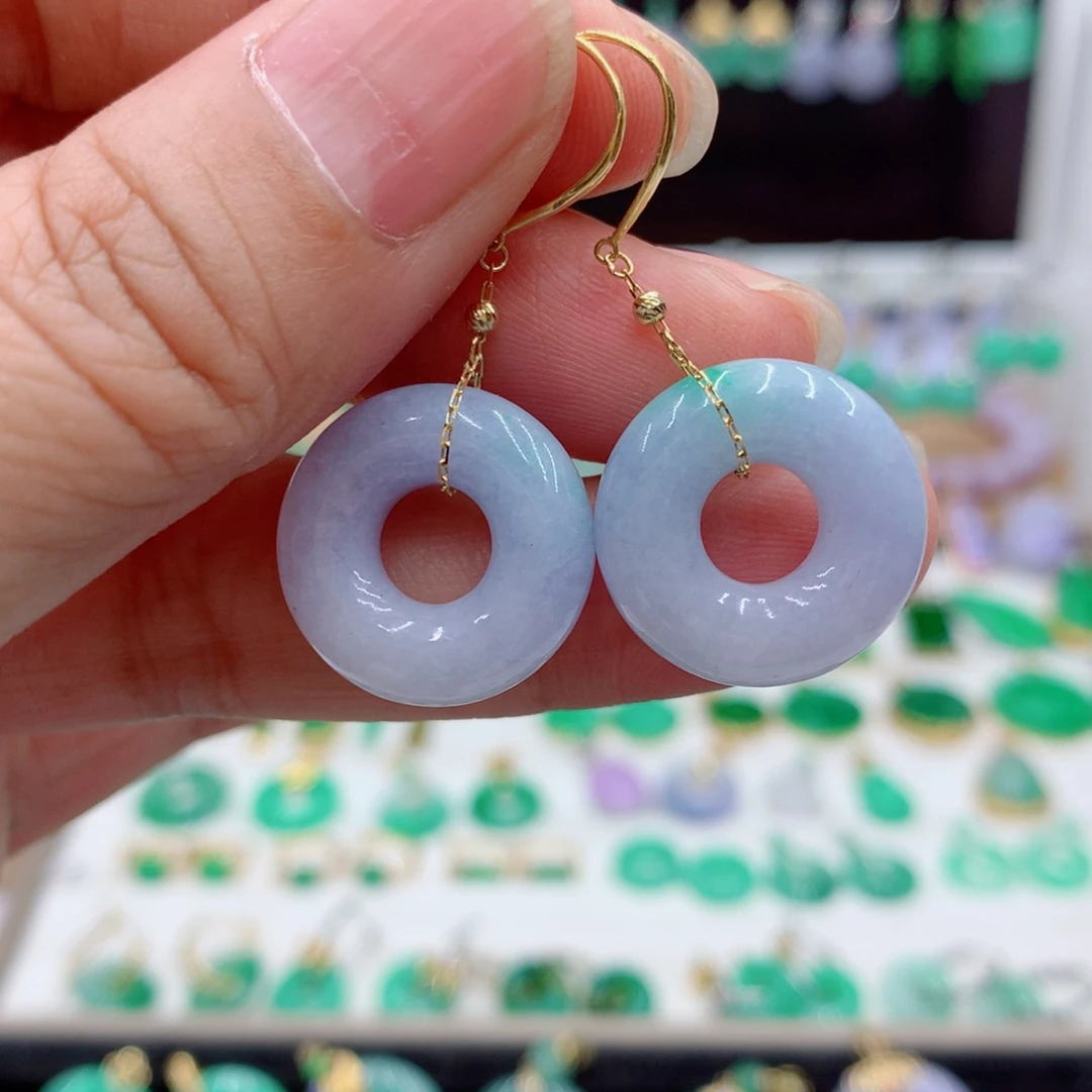 翡翠18K金镶嵌耳饰