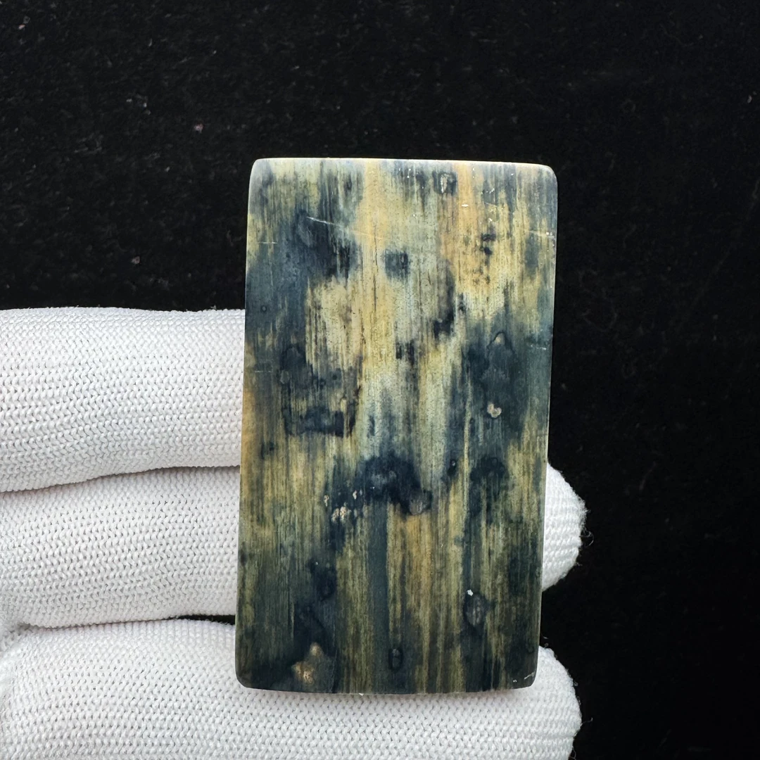 E17-63天然猛犸牙 蓝皮无事牌32.5x56.7x9.9mm 支持鉴定 假一罚四