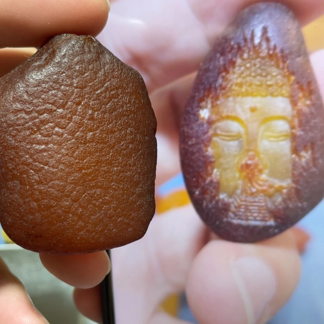 定制蜜蜡未镶嵌洞雕寻佛