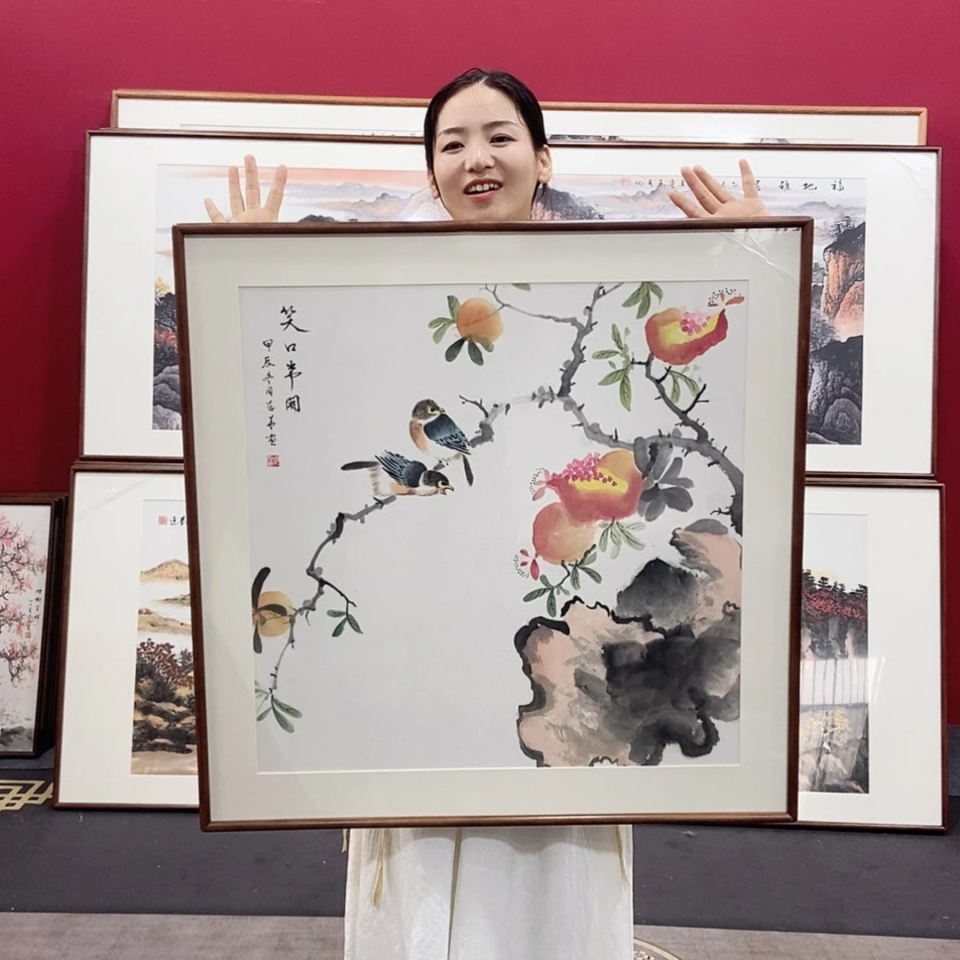 国画带框绘画80:80尺寸