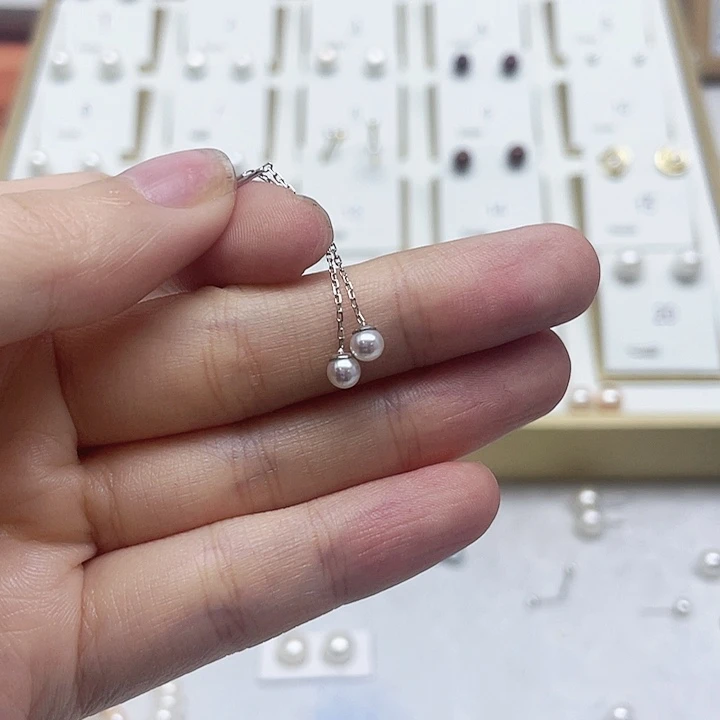 淡水珍珠耳饰银S925镶嵌你****么