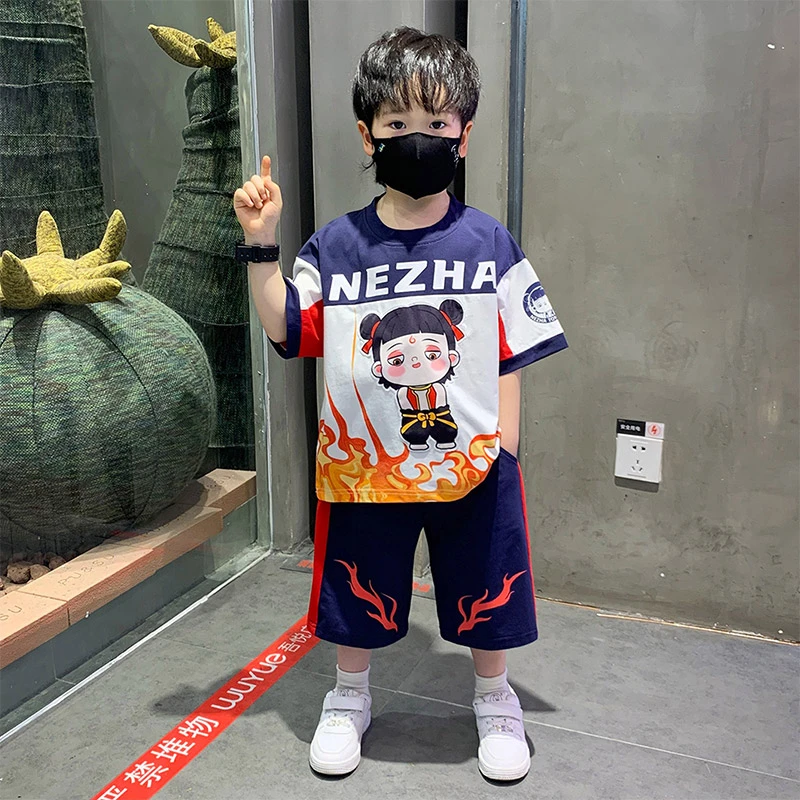 哪吒衣服男童夏装套装2025新款儿童装短袖痞帅夏款小童夏季衣服潮