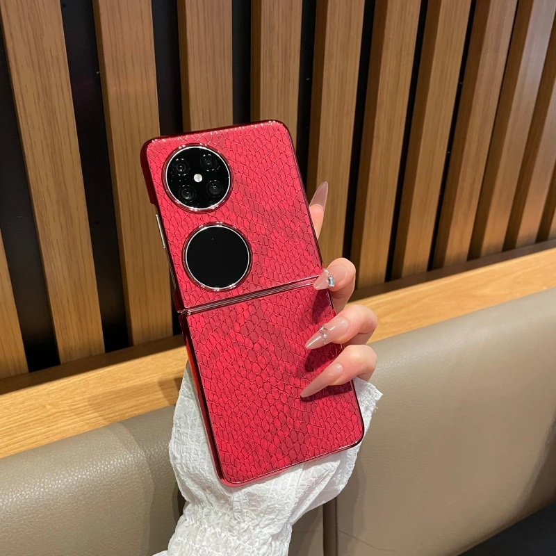 适用华为pocket2手机壳电镀分体鳄鱼纹DIY满钻pocket2保护壳潮流