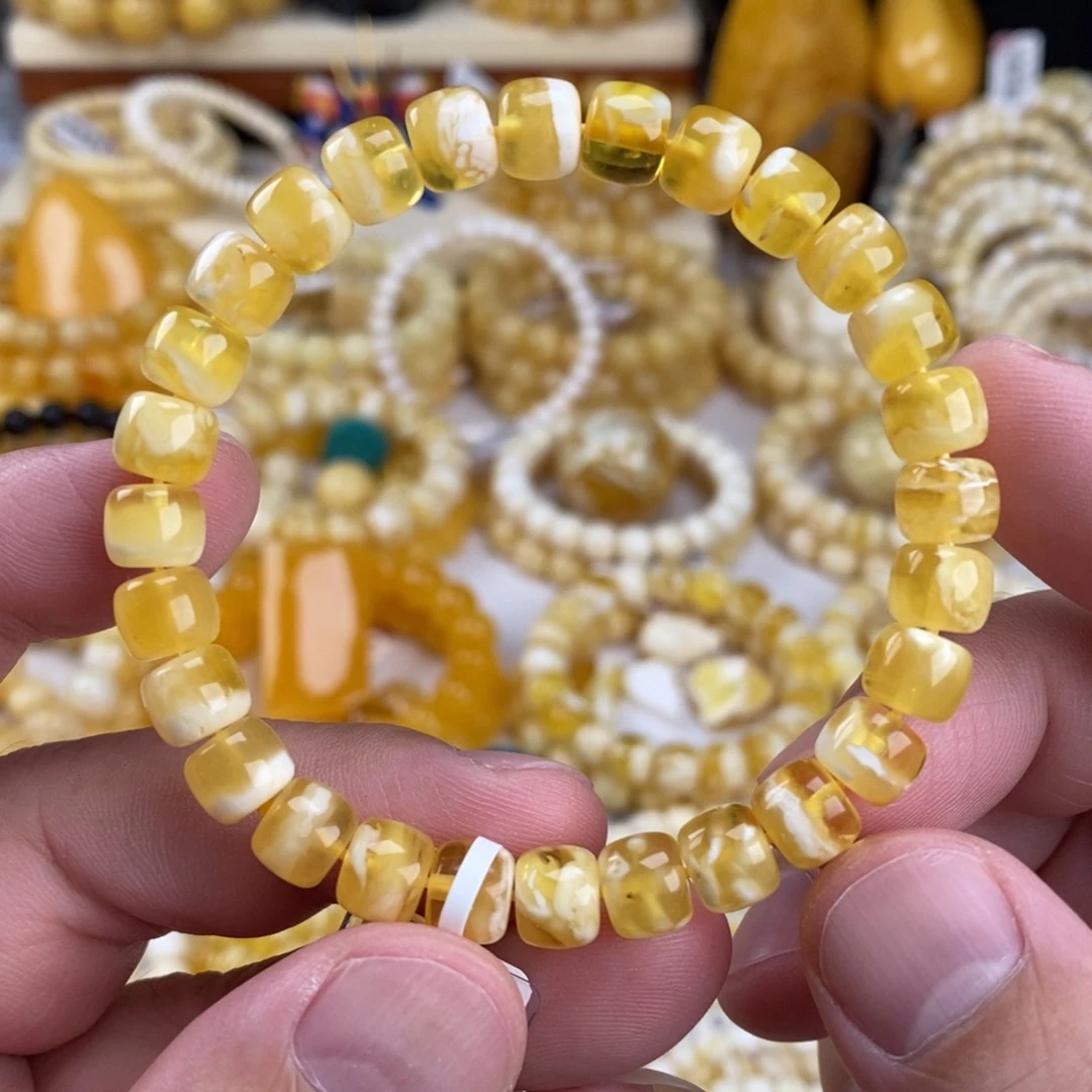 未镶嵌蜜蜡手链金瓷白8mm