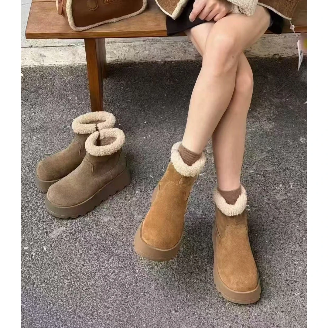 秋冬新款韩版通勤瘦瘦简约粗跟裸靴短靴88187-6(加绒)