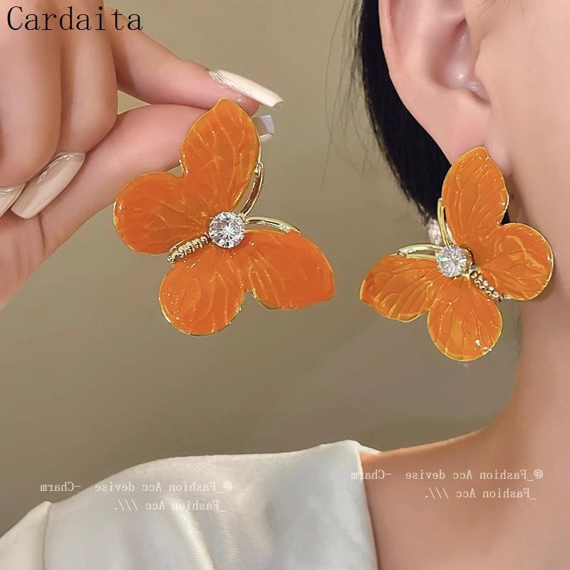 银针法式复古锆石蝴蝶耳环轻奢高级感耳坠耳饰气质百搭少女简约in