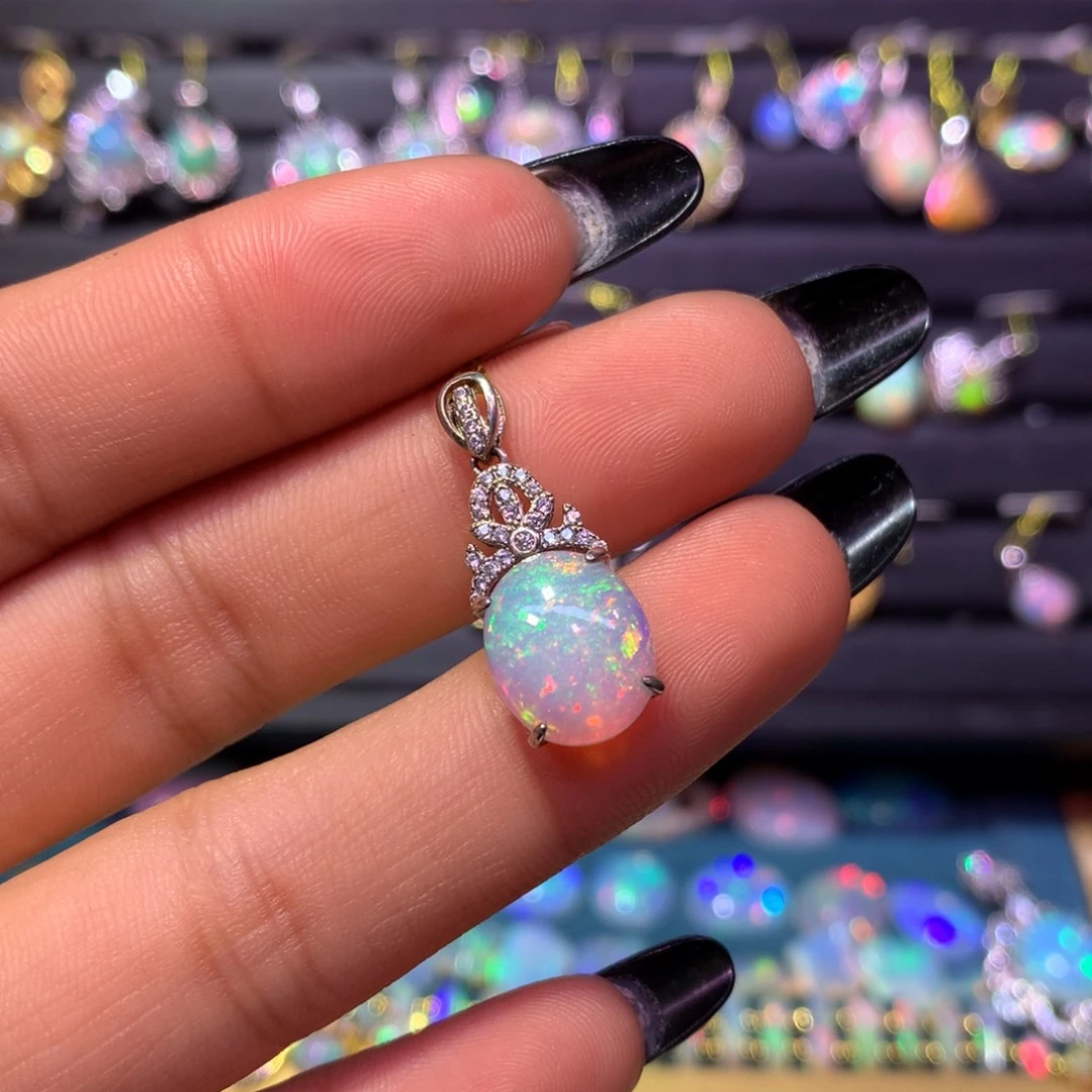 欧泊银S925镶嵌吊坠款