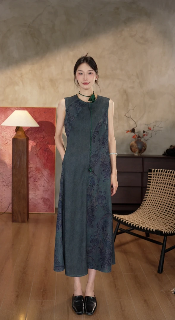 【蝶韵】桑蚕丝香云纱夏季气质女人显瘦时尚设计师连衣裙