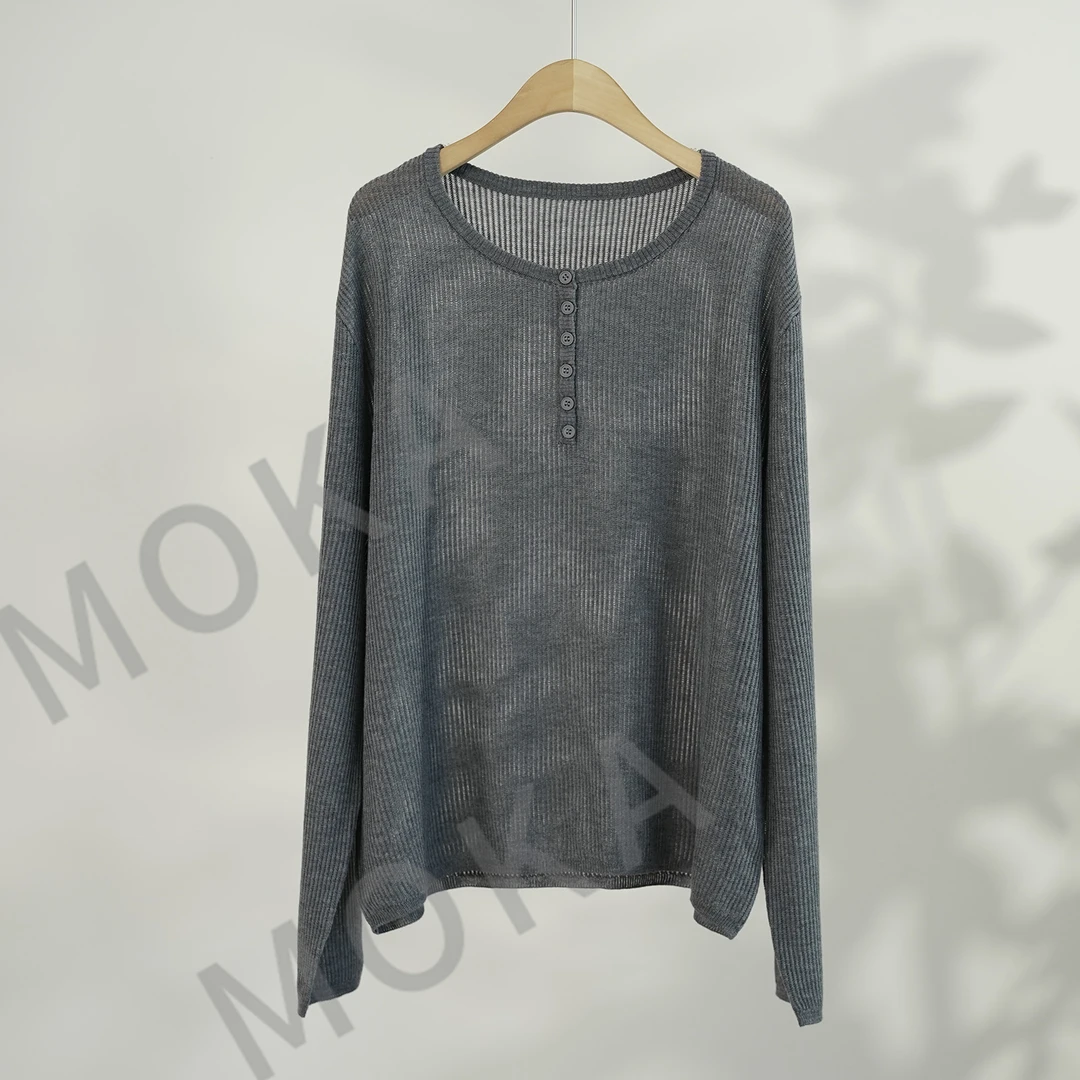 桑蚕丝羊毛慵懒风气质百搭圆领女士上衣（240949）2499