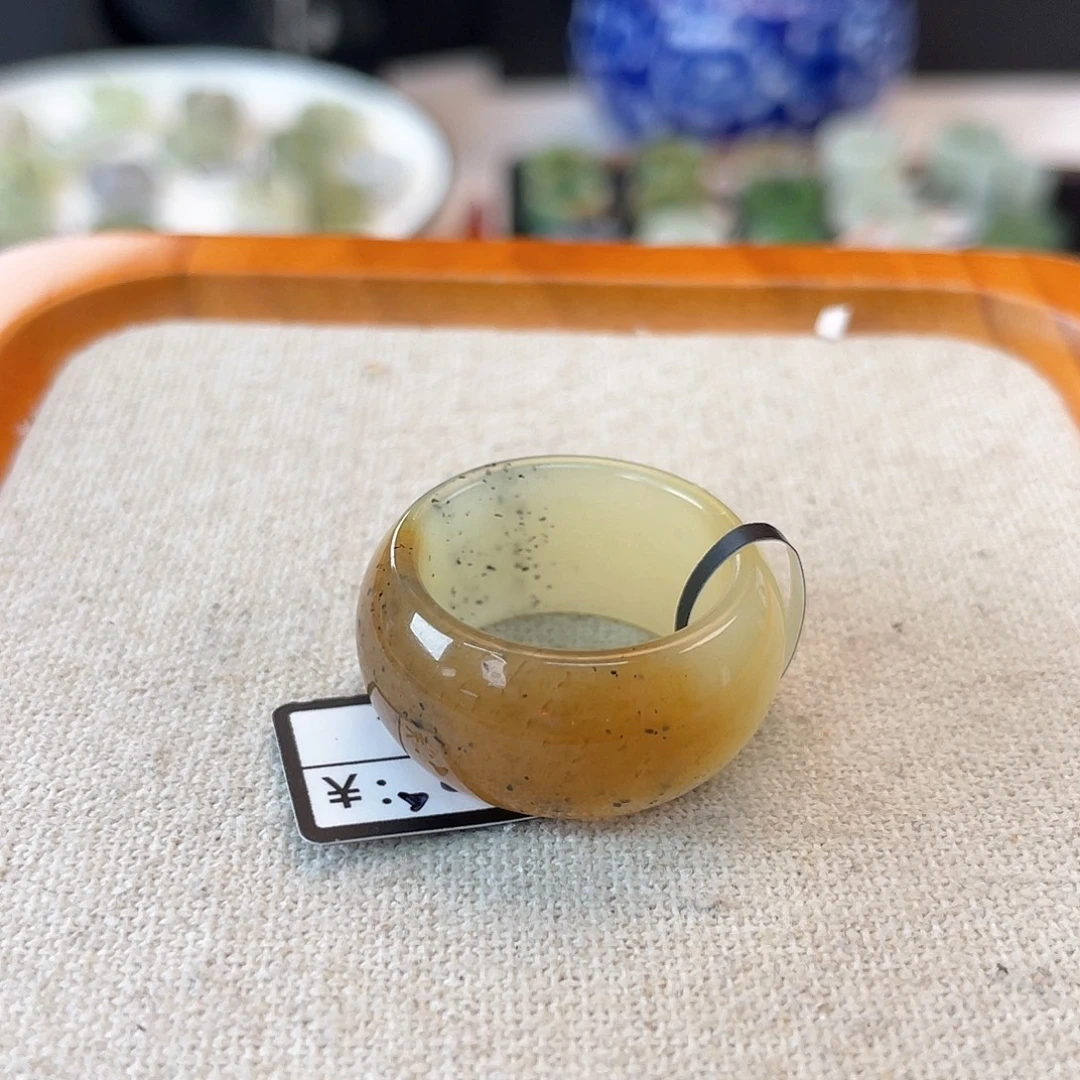 未镶嵌戒指和田玉c45 点墨糖墩墩18.7