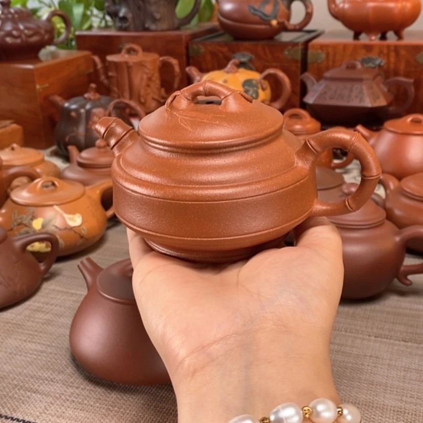 【闪购商品】茶壶紫砂双线竹鼓280毫升