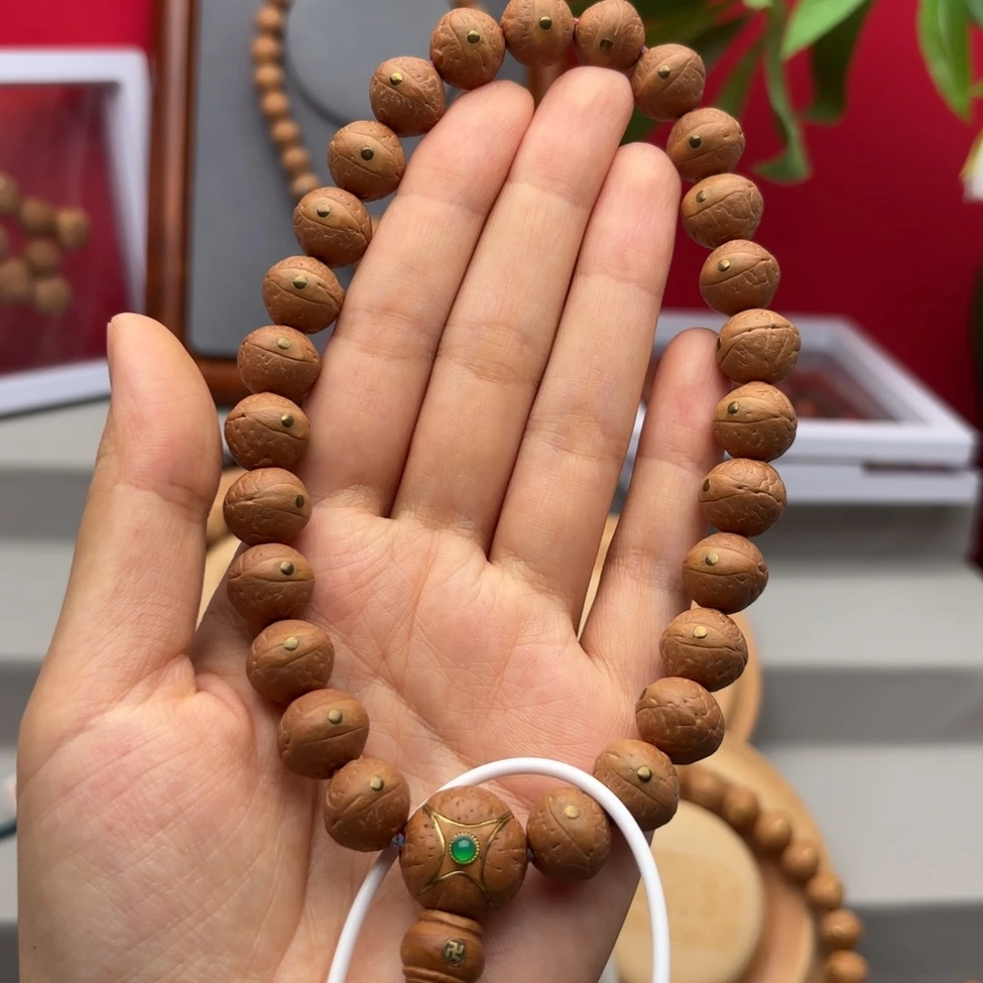 凤眼菩提手串12.5左右铜钉镶嵌手持