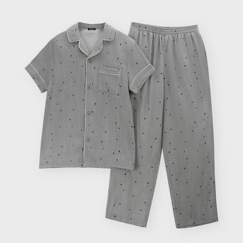 【一套装】MHSNL014/男士梭织双层翻领短袖套