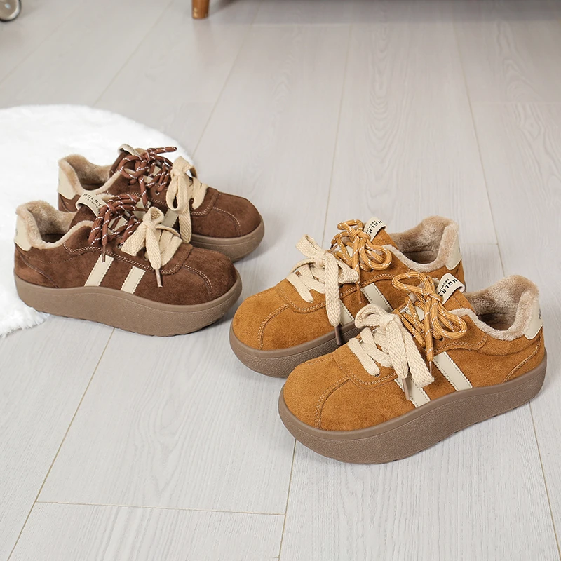 秋冬保暖厚底休闲运动鞋软底百搭时尚增高透气女鞋加绒加厚女鞋