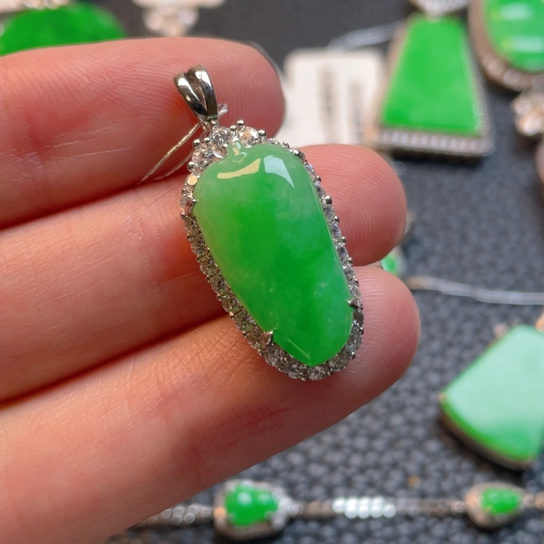 翡翠银S925镶嵌吊坠(不含链)