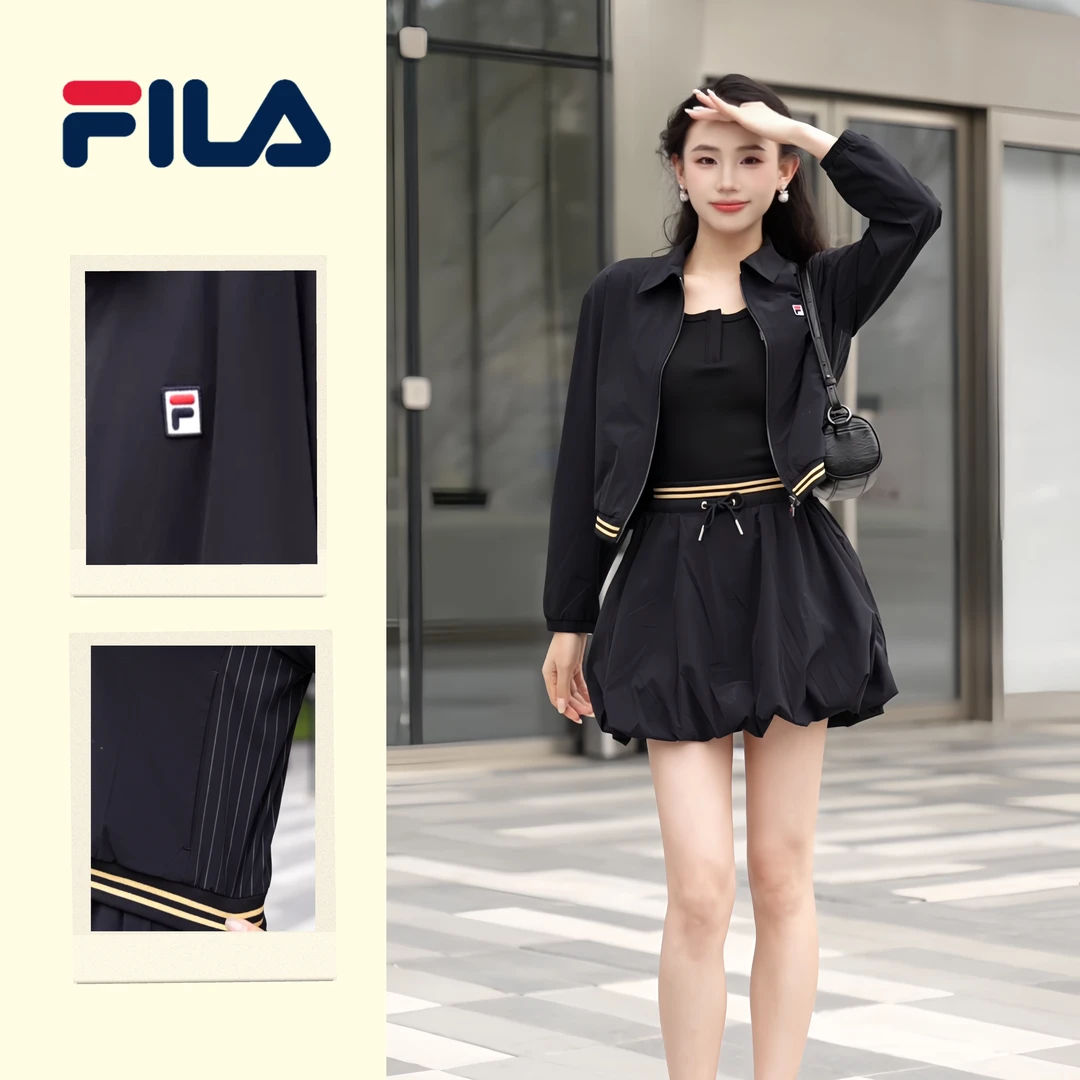 【杨幂同款】斐乐女装春秋时尚休闲百搭短款夹克黑白外套F11W527702