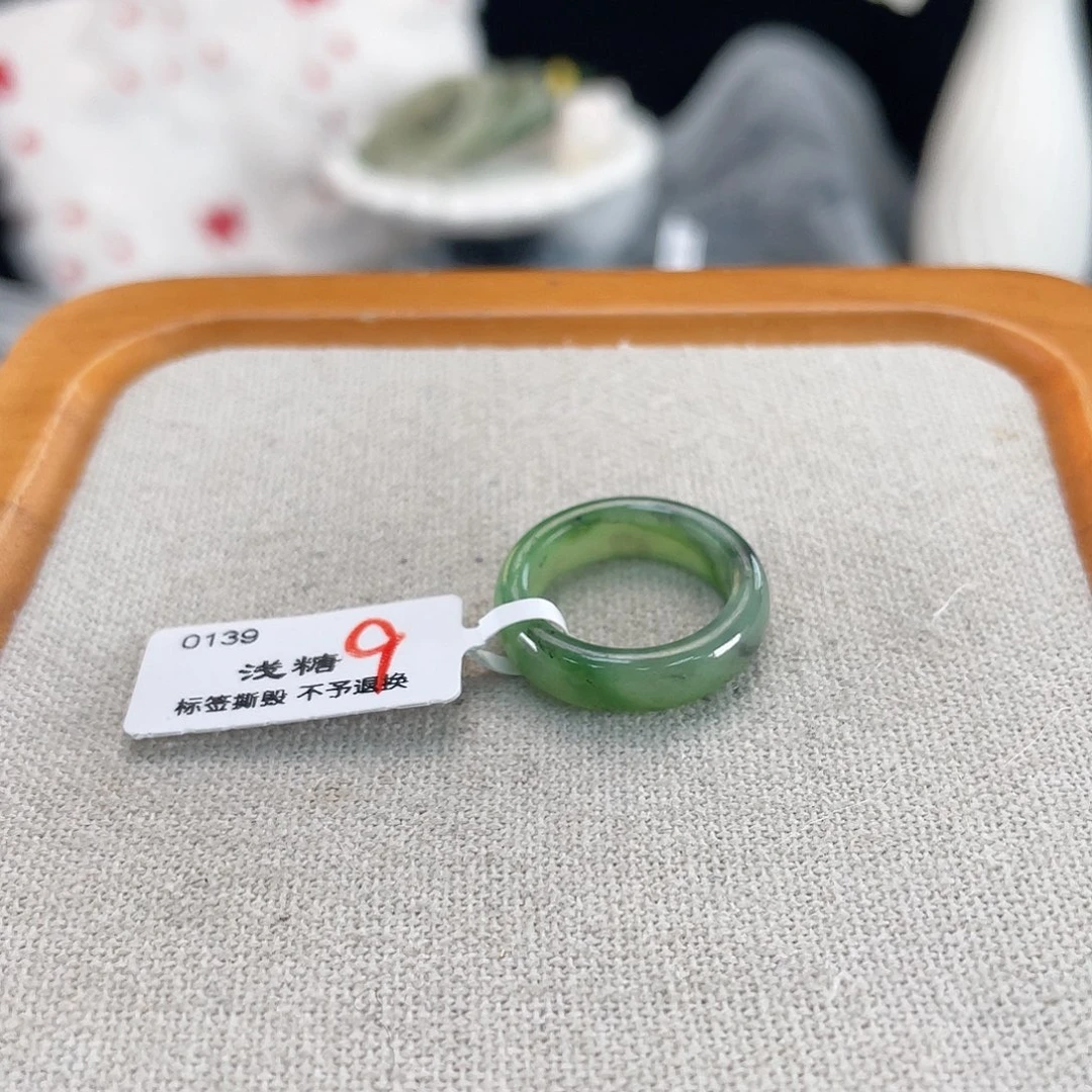 和田玉未镶嵌戒指U28点墨泥鳅背15.7不退换