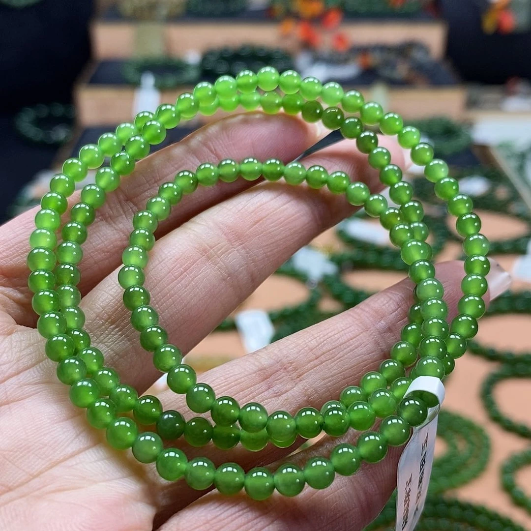 颈饰未镶嵌和田玉（碧玉）4mm果绿