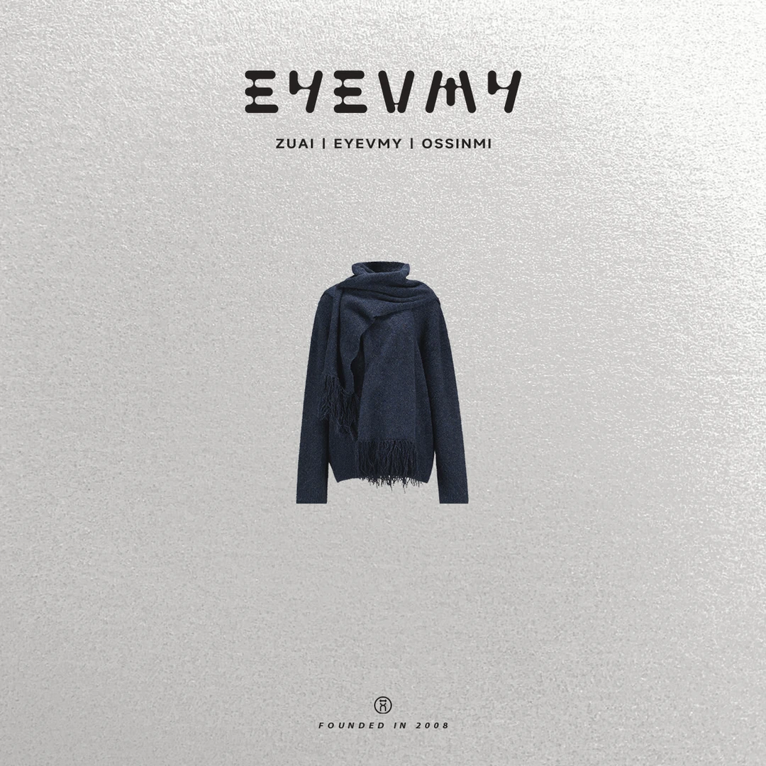 【暮光之城】圈圈纱套头圆领毛衣+带帽流苏围巾真两件WY44FSY063