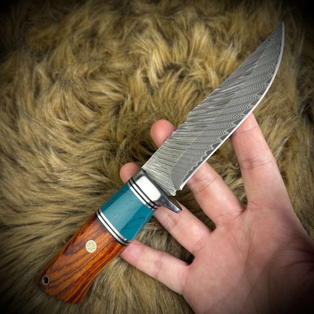 （原矿）鱼骨羽毛纹松沙铁木水果刀