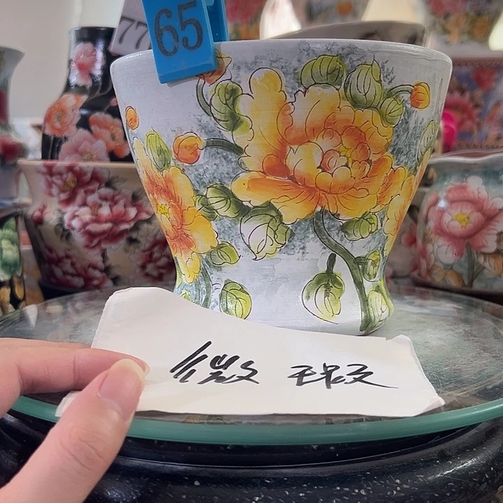景德镇幸运花盆手绘韩式花盆